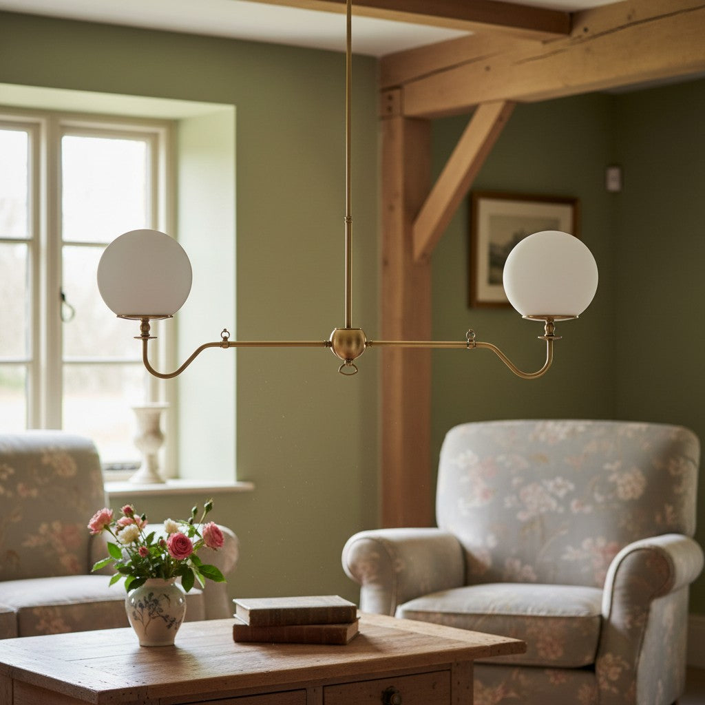 Lampadario Glorica in vetro con bracci curvi e globi – Lampada moderna per camera da letto | Esilora