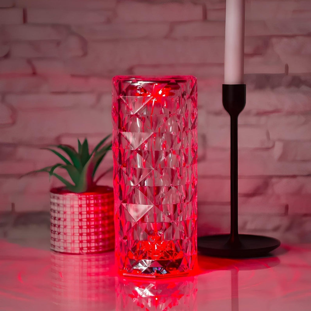 Acrylic Crystal Table Lamp — Sixteen Color Modes, Cordless Design, USB-C Rechargeable