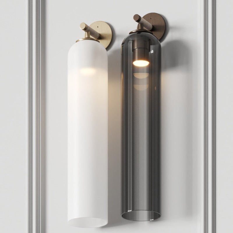 Art Glass Sconce Sand Nickel Smoke Gray Damp-rated LED Wall Light | Esilora