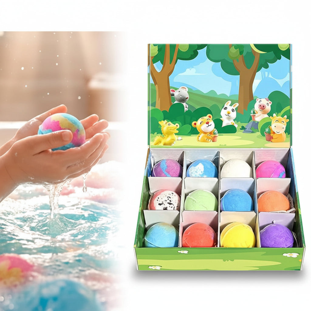 Set de regalo de bombas de baño para niños para el lunes de Pascua — paquete de 12 tabletas de disolución rápida