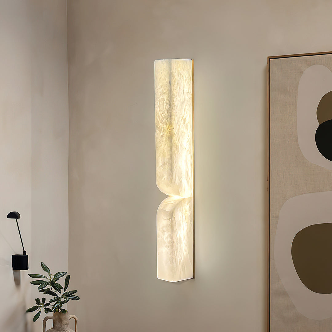 Moderne rechteckige Alabaster-Wandleuchte – Minimalistische Leuchte für Schlafzimmer Flur Wohnzimmer | Esilora