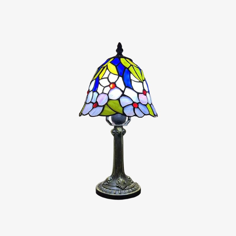 Vintagia Vibrant Tiffany Table Lamp with Stained Glass Design - Elegant Vintage Desk Light for Bedroom or Office | Esilora