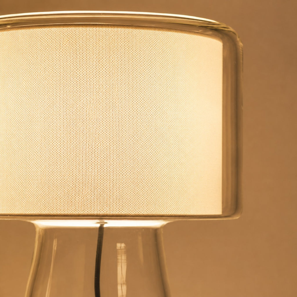 Natürliche Glastischlampe mit Stoffschirm | Esilora