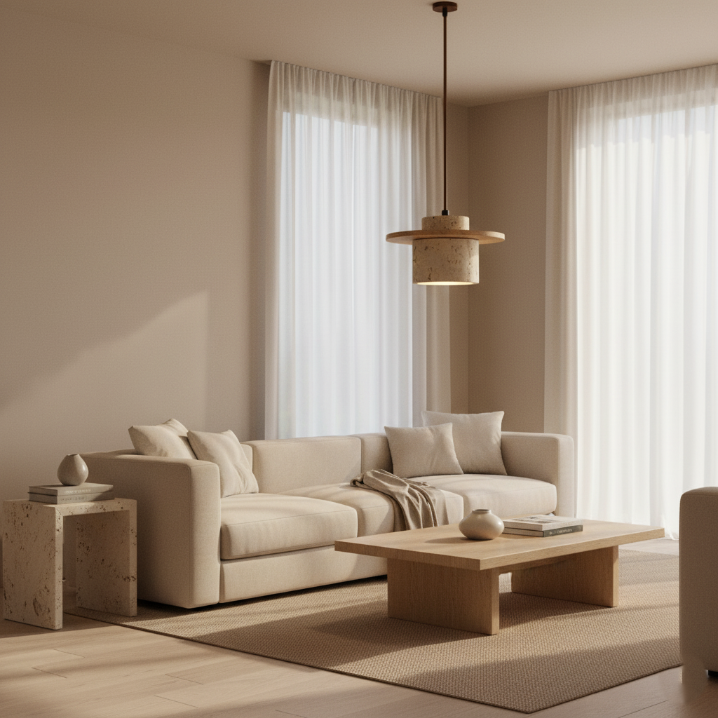 Japanese Style Vintage Travertine Pendant Light | Esilora