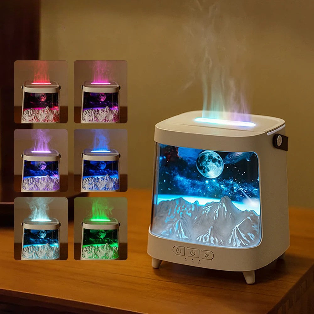AeroGlow aromadiffuser med galakseflamme — Varmt lys, fjernbetjening