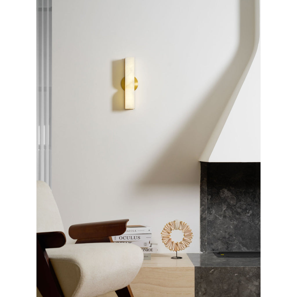 Moderne rechteckige Alabaster-Wandleuchte – Minimalistische Leuchte für Schlafzimmer Flur Wohnzimmer | Esilora