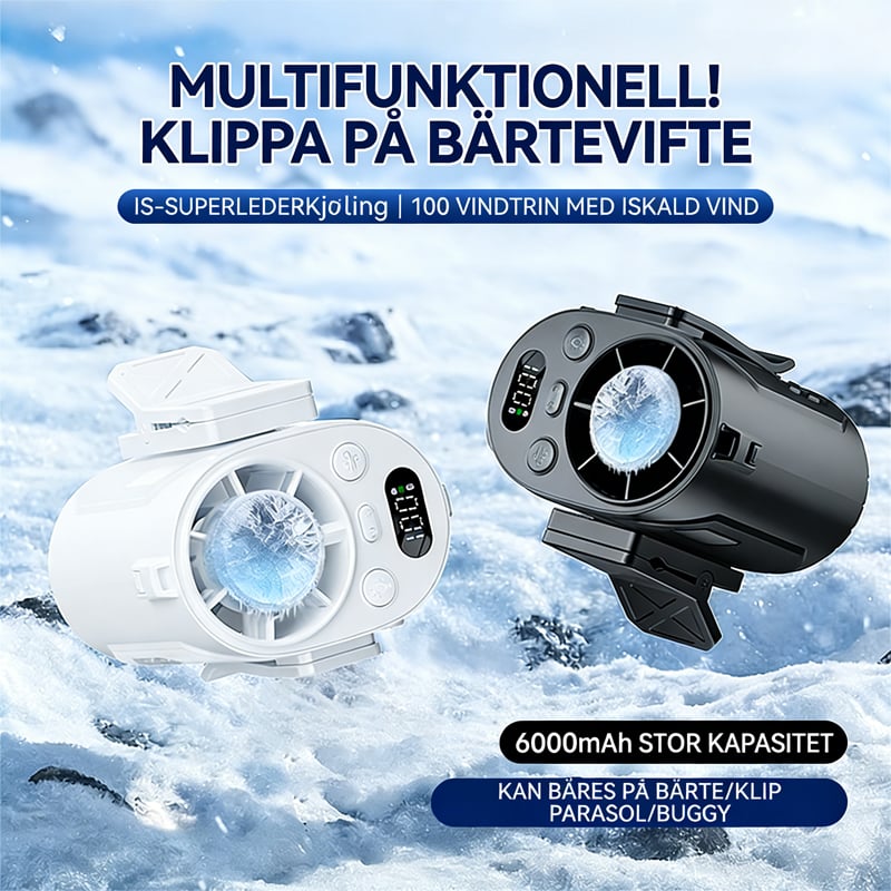 Přenosný ventilátor s klipem a funkcí chlazení | baterie 6000 mAh – Esilora
