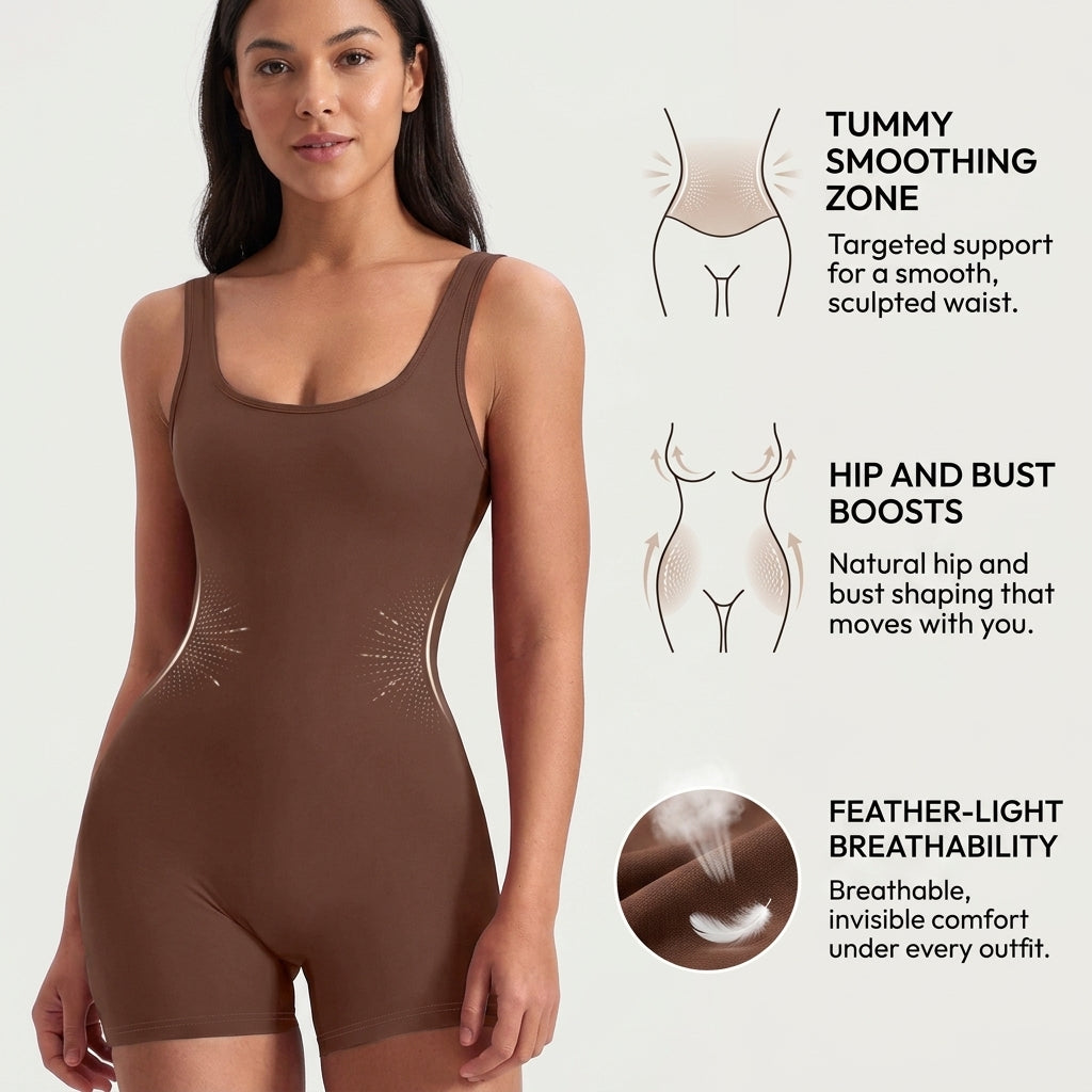 SilhouettaCurve – Seamless Full-Body Shaping Bodysuit with Tummy-Smoothing Panels - Esilora