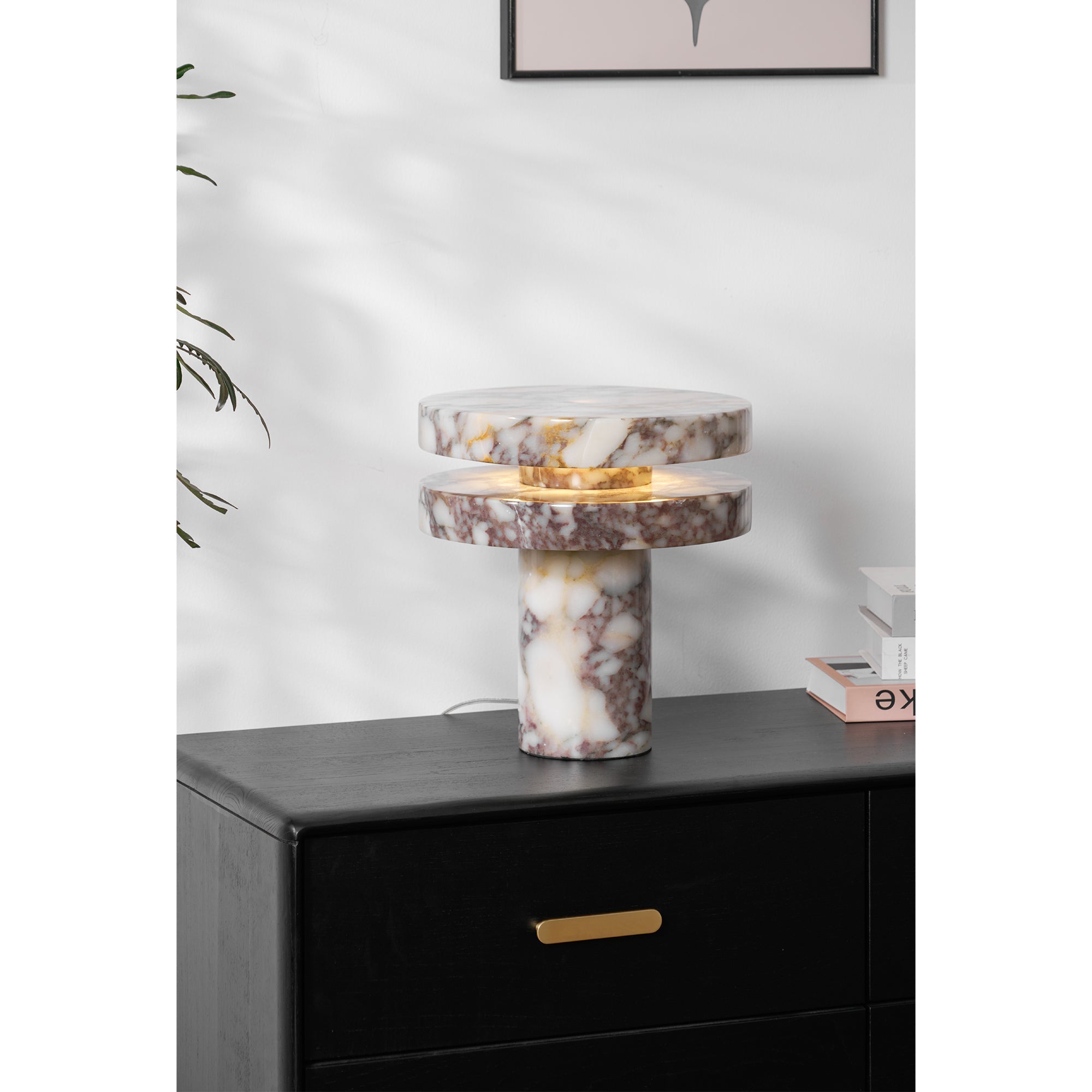Modern Sculptural Table Lamp with Cylindrical Base Design for Bedroom Bedside and Living Room Use | Esilora