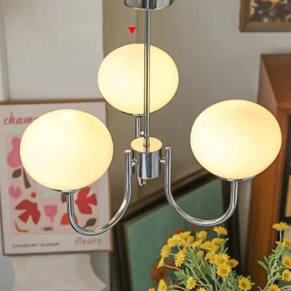Javina Glass Cluster Chandelier - Iron Rounded Globe Modern Fixture for Dining Room and Living Rooms | Esilora