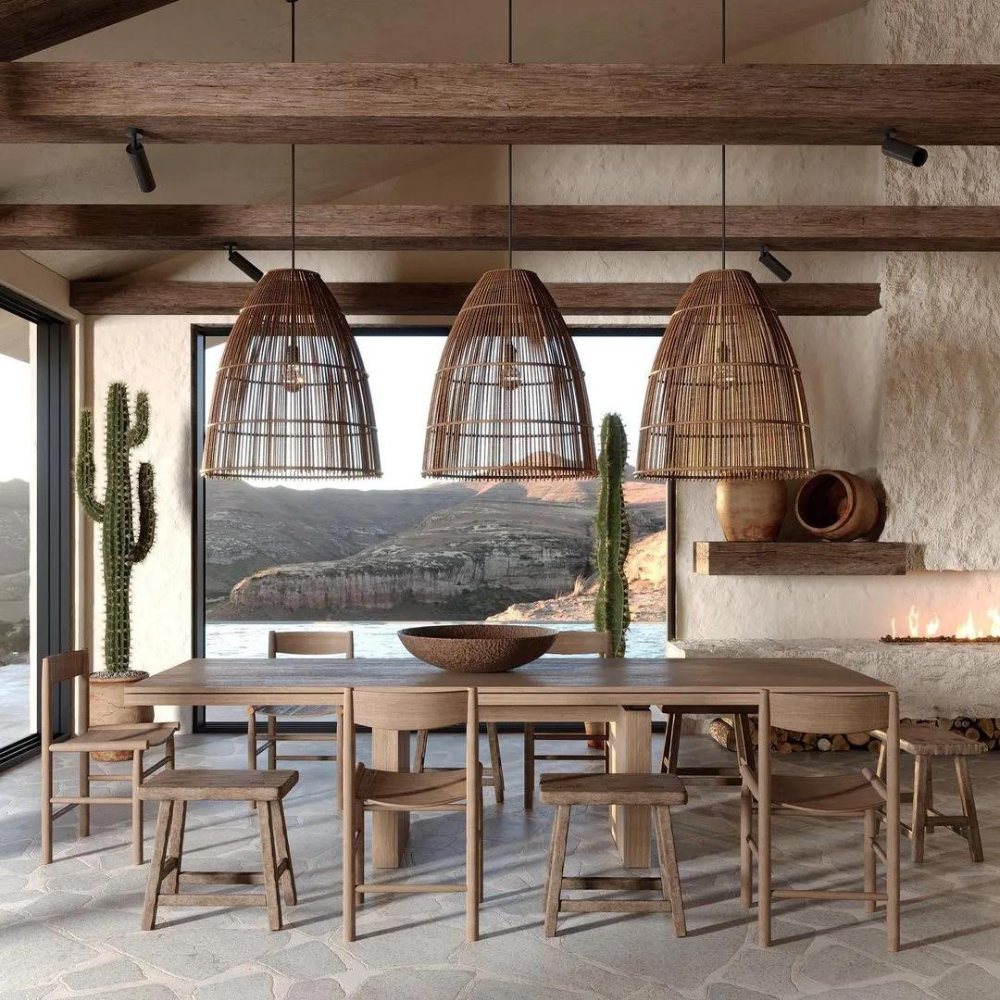 Runa Boho Rattan Pendant Light | Esilora