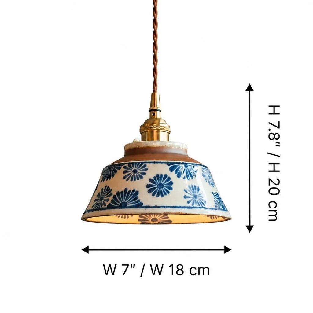 Ručně malovaná keramická závěsná lampa | Esilora