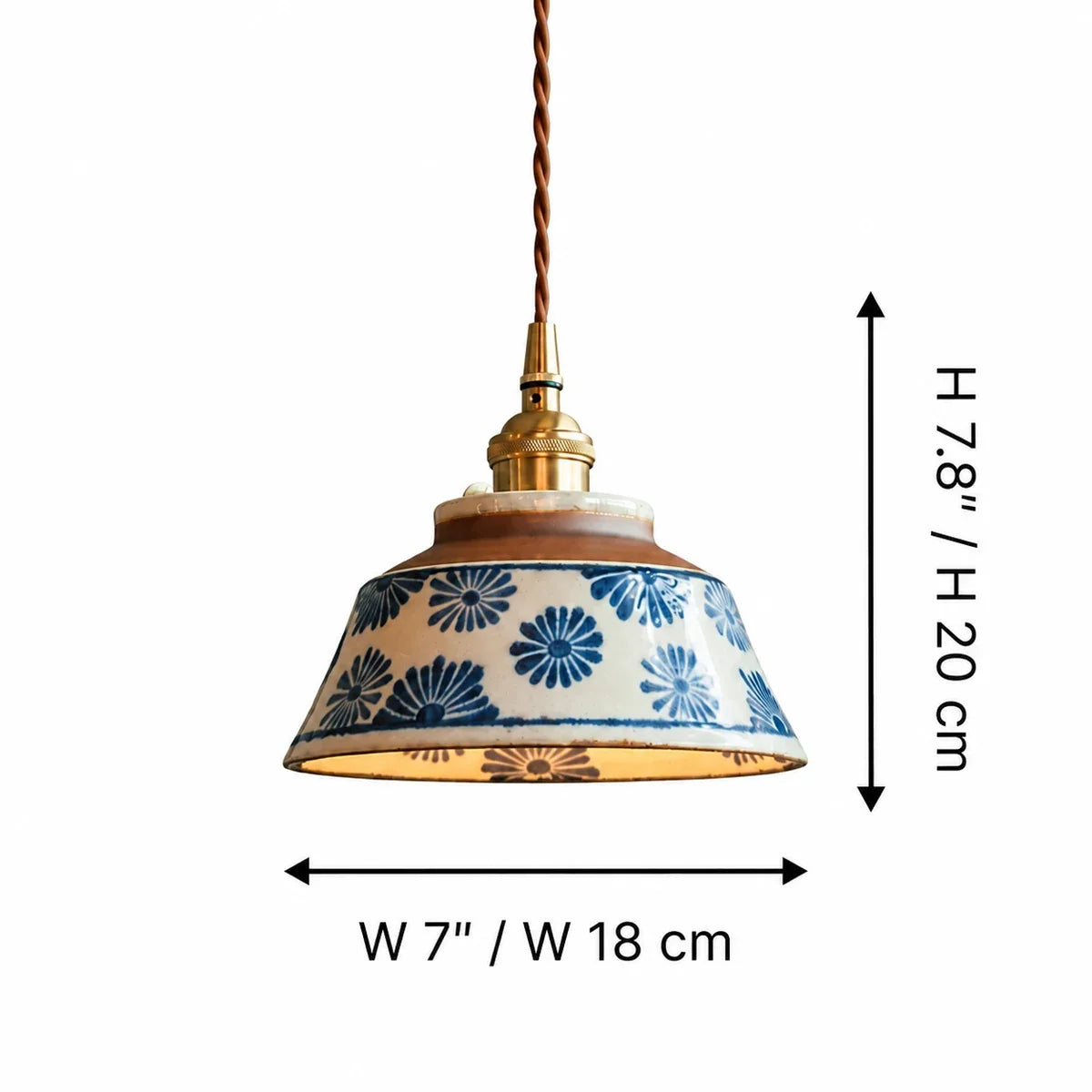 Ručně malovaná keramická závěsná lampa | Esilora