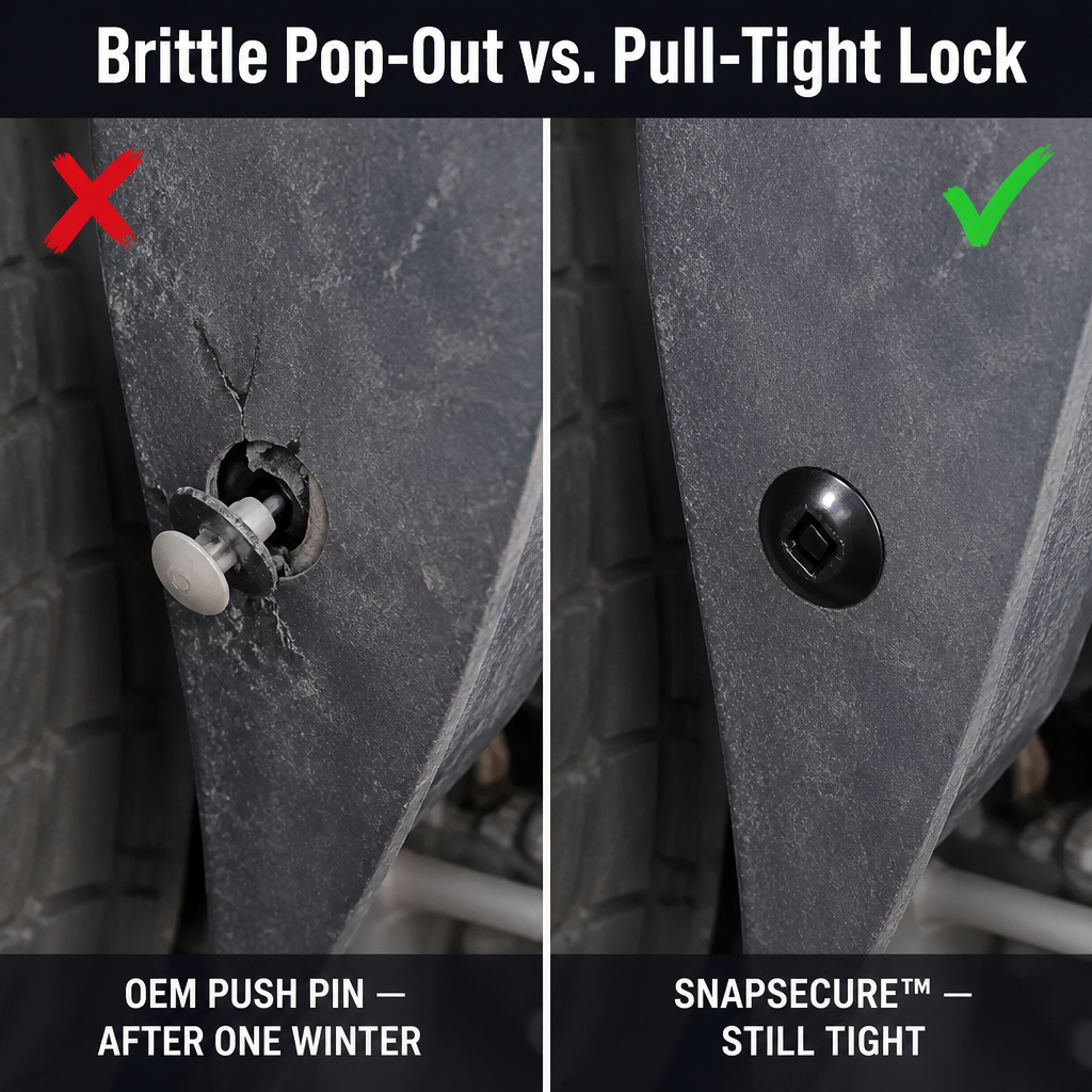 SnapSecure — Snap Loose Mudguards, Fender Liners, and Splash Shields Back Tight - Esilora