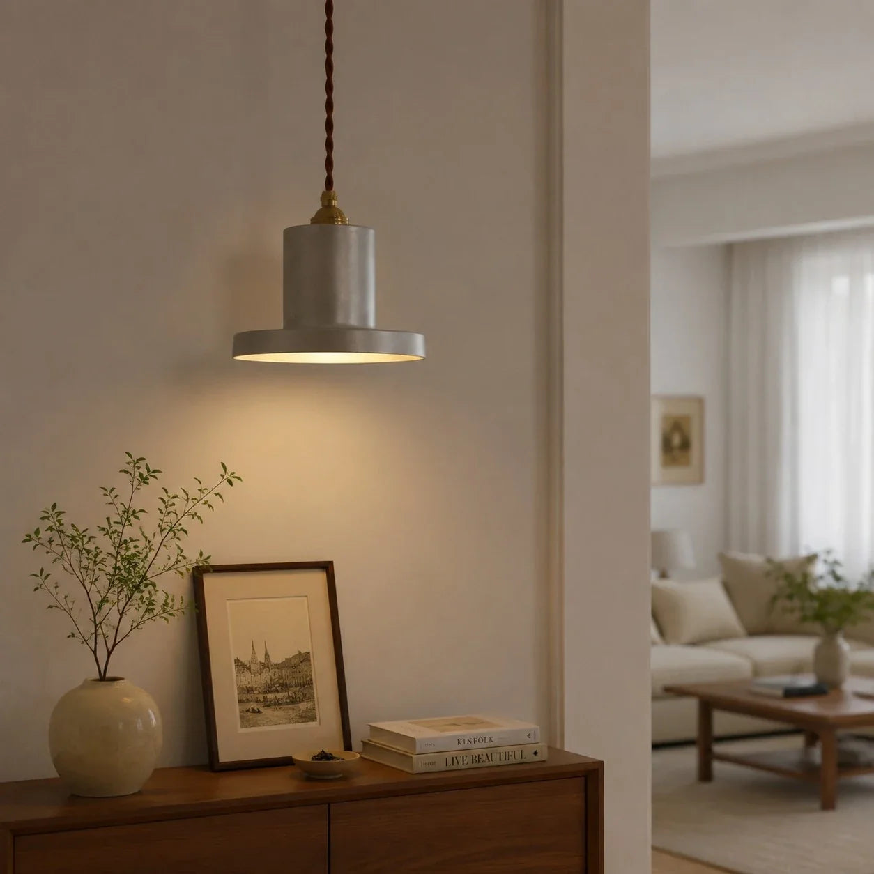 Japanese Wabi-Sabi Pendant Light, 18 cm Vintage Ceiling Lamp for Dining Bar Cafe Bedroom and Tea Room | Esilora