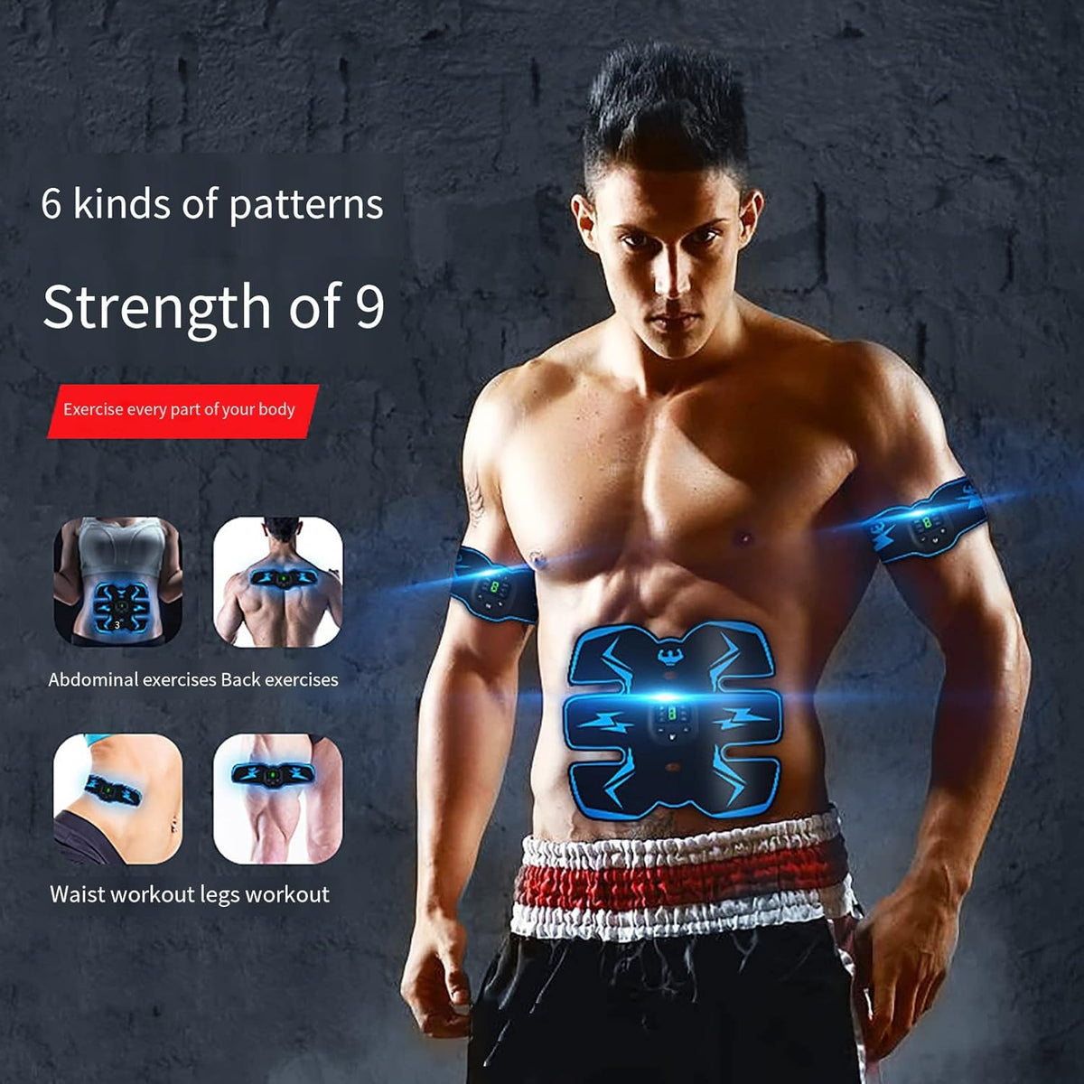 Stimulator muscular abdominal EMS portabil, cu USB