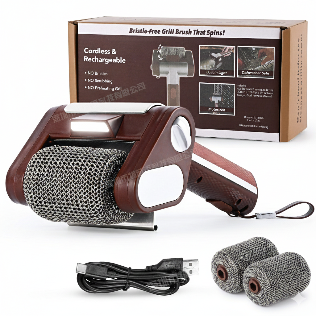 Stainless Steel Brush Electric Grill Cleaner with LED Illumination - Esilora