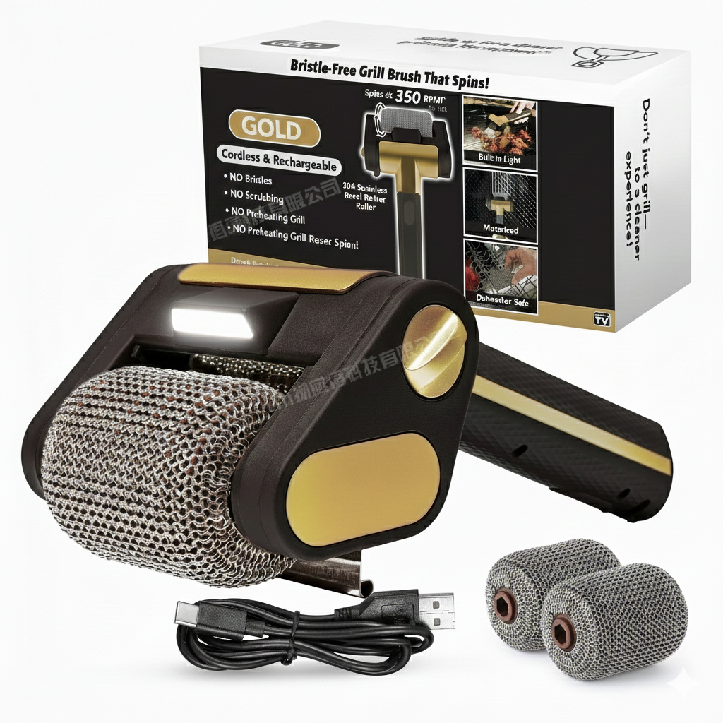 Stainless Steel Brush Electric Grill Cleaner with LED Illumination - Esilora