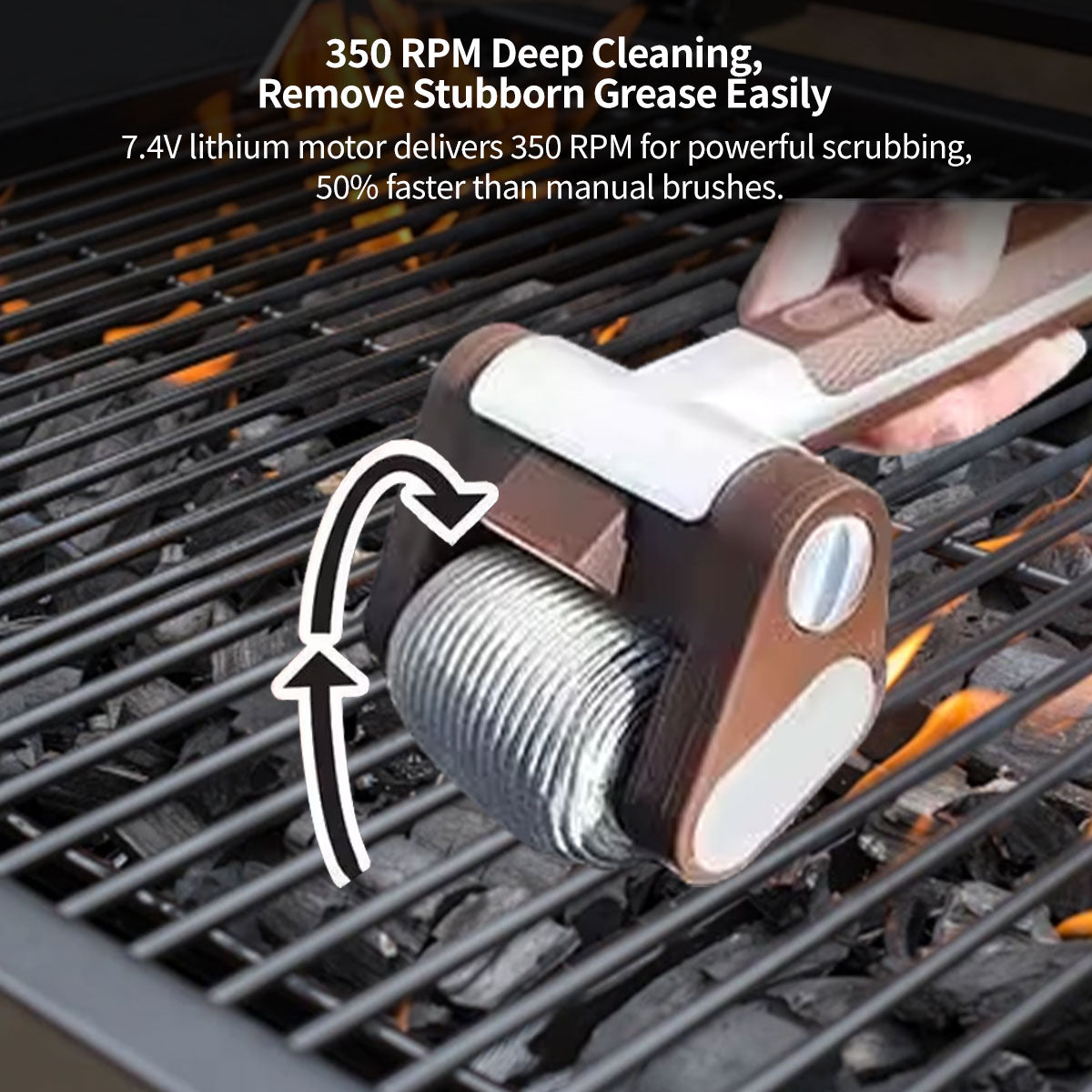 Stainless Steel Brush Electric Grill Cleaner with LED Illumination - Esilora