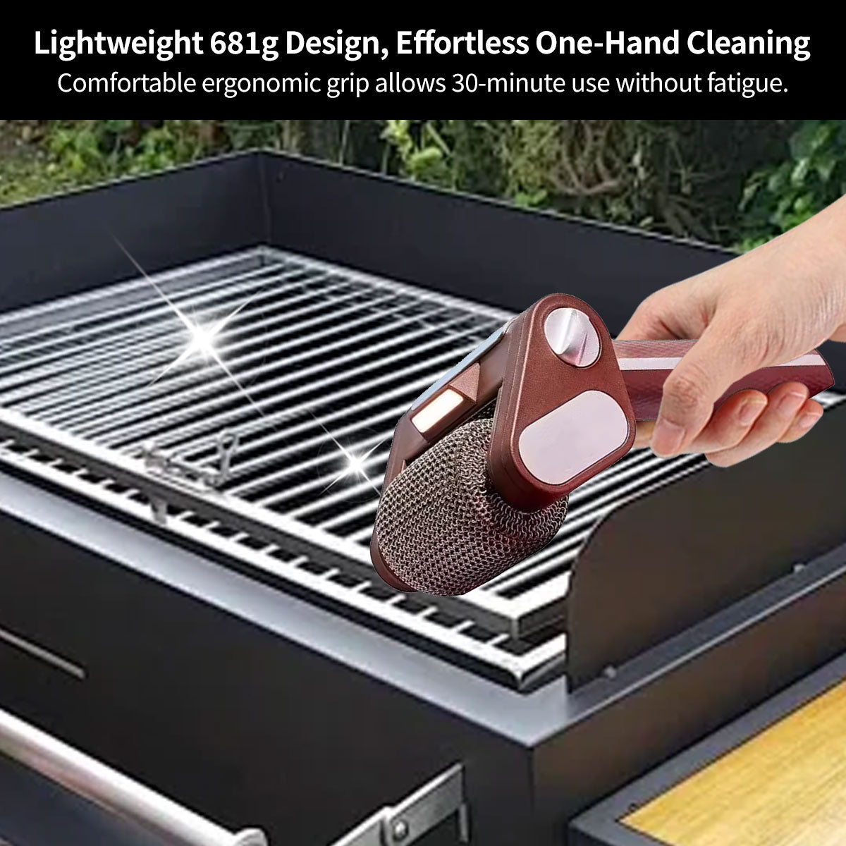Stainless Steel Brush Electric Grill Cleaner with LED Illumination - Esilora