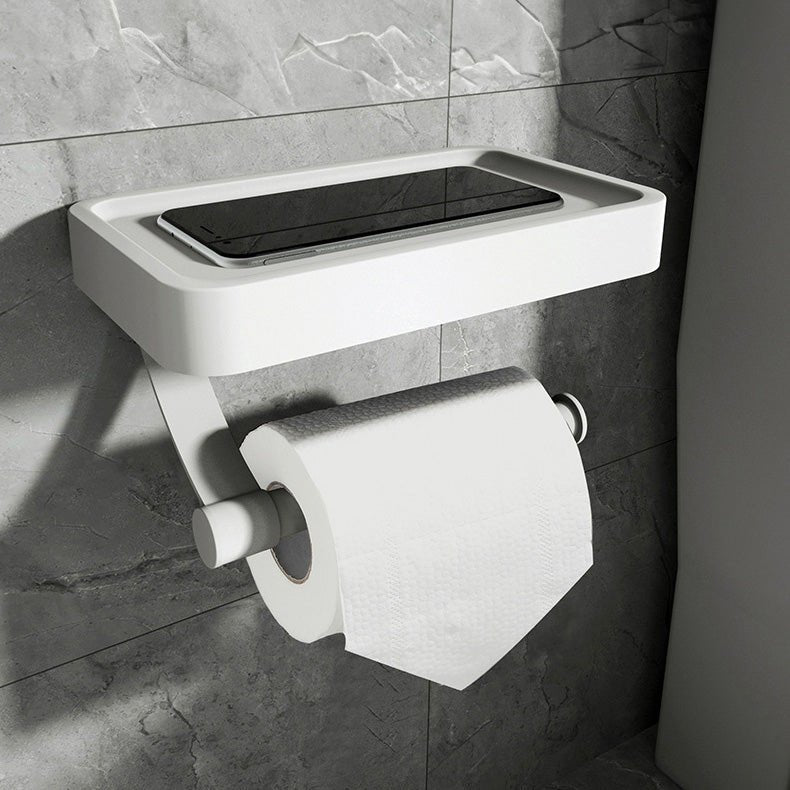 Matte Black Metal Toilet Paper Holder and Storage Shelf