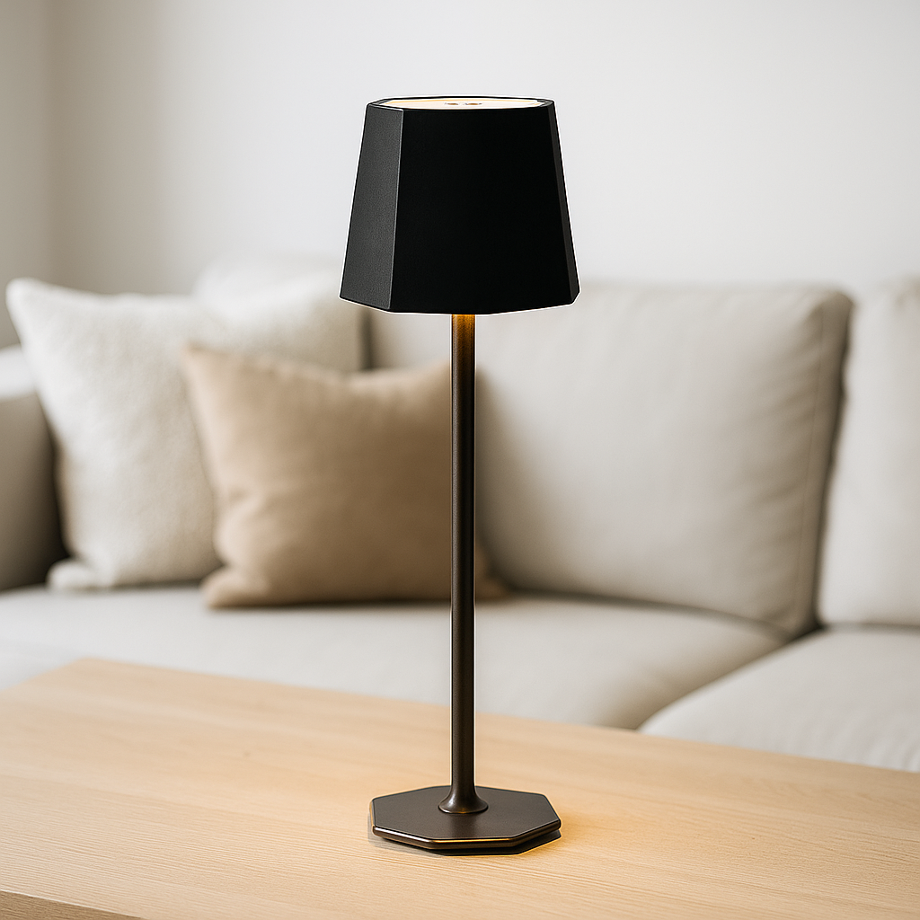 Modern Dimmable LED Table Lamp in Black Metal