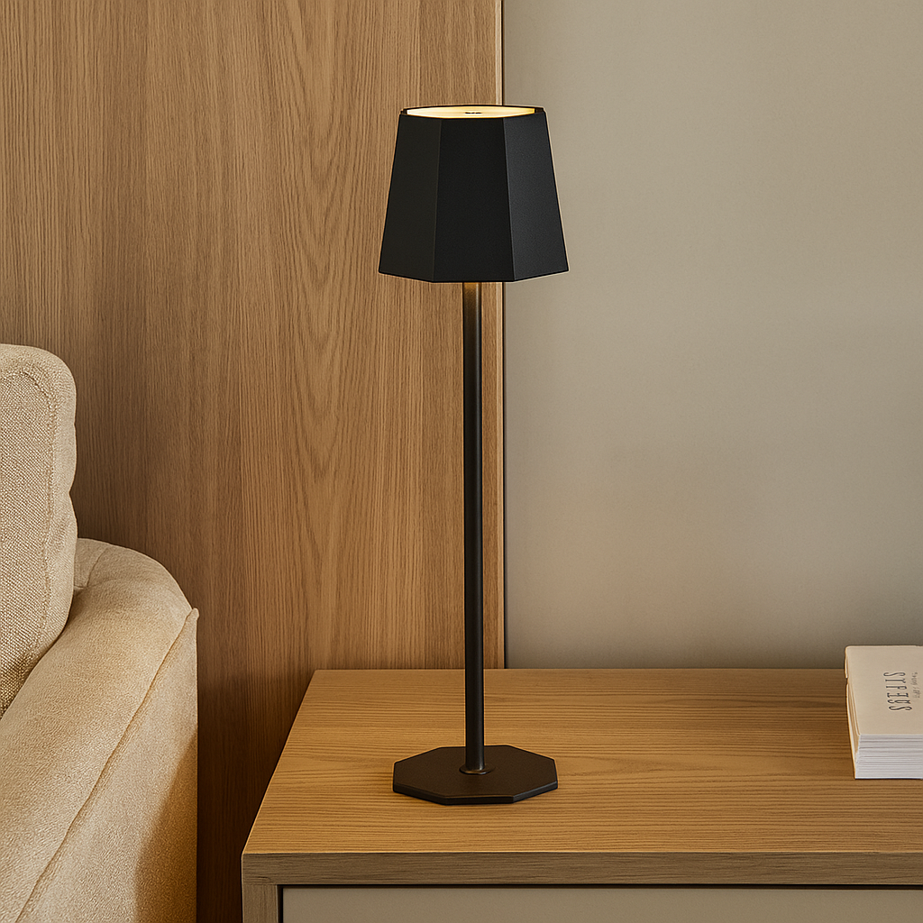 Modern Dimmable LED Table Lamp in Black Metal