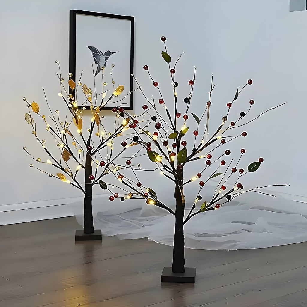 Copac decorativ luminos LED — 55 cm, lumină alb cald, 24 de LED-uri