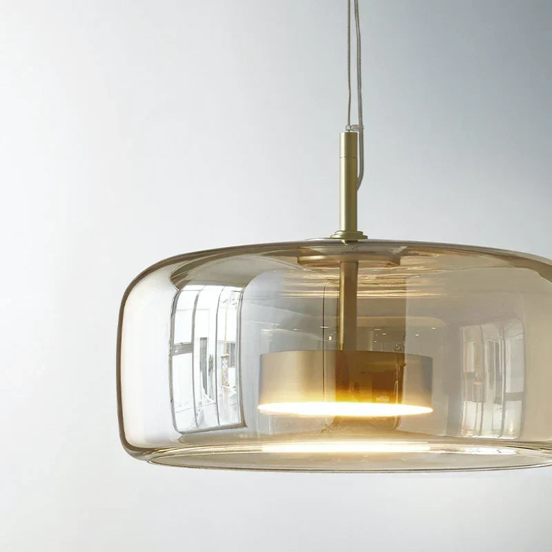 Lampă suspendată contemporană din sticlă, cu LED