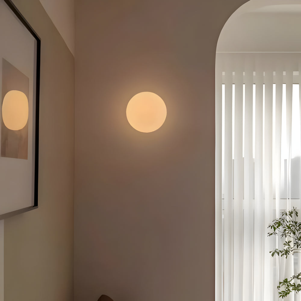 Modern Round Wall Light — Glass Design, Warm White