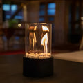 Smokeless Bioethanol Tabletop Fireplace — Modern Glass & Metal Frame