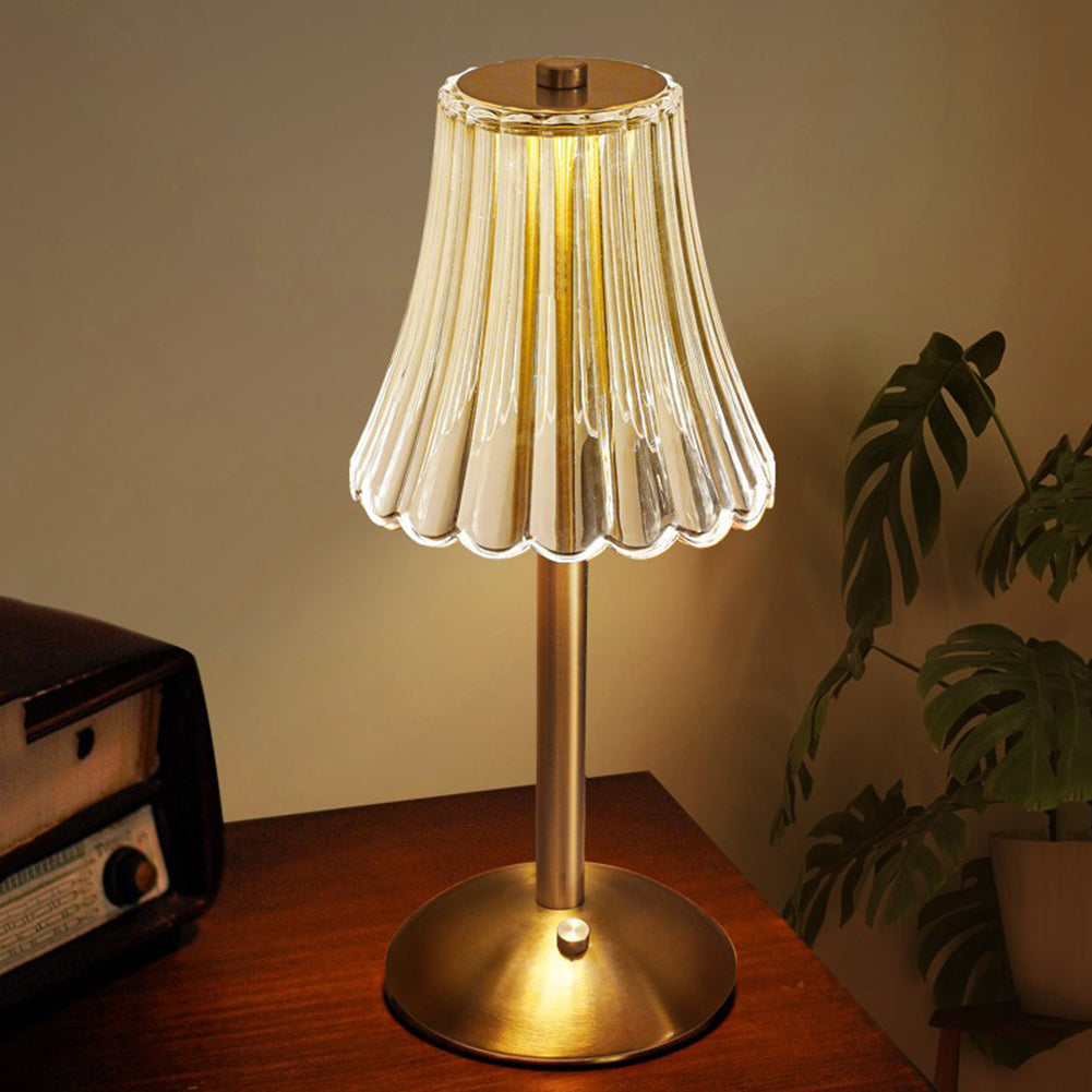 Gold LED Table Lamp — Modern Design, Battery-Powered