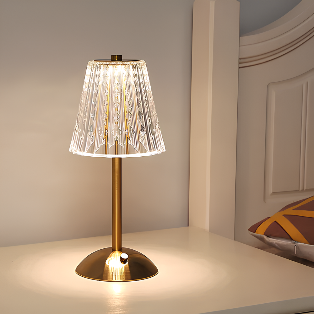 Gold LED Table Lamp — Modern Design, Battery-Powered