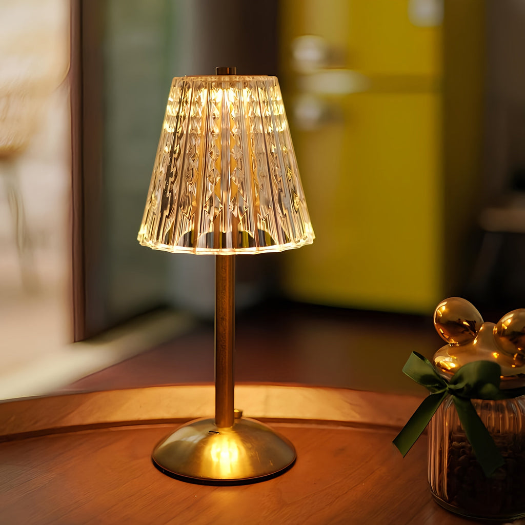 Gold LED Table Lamp — Modern Design, Battery-Powered