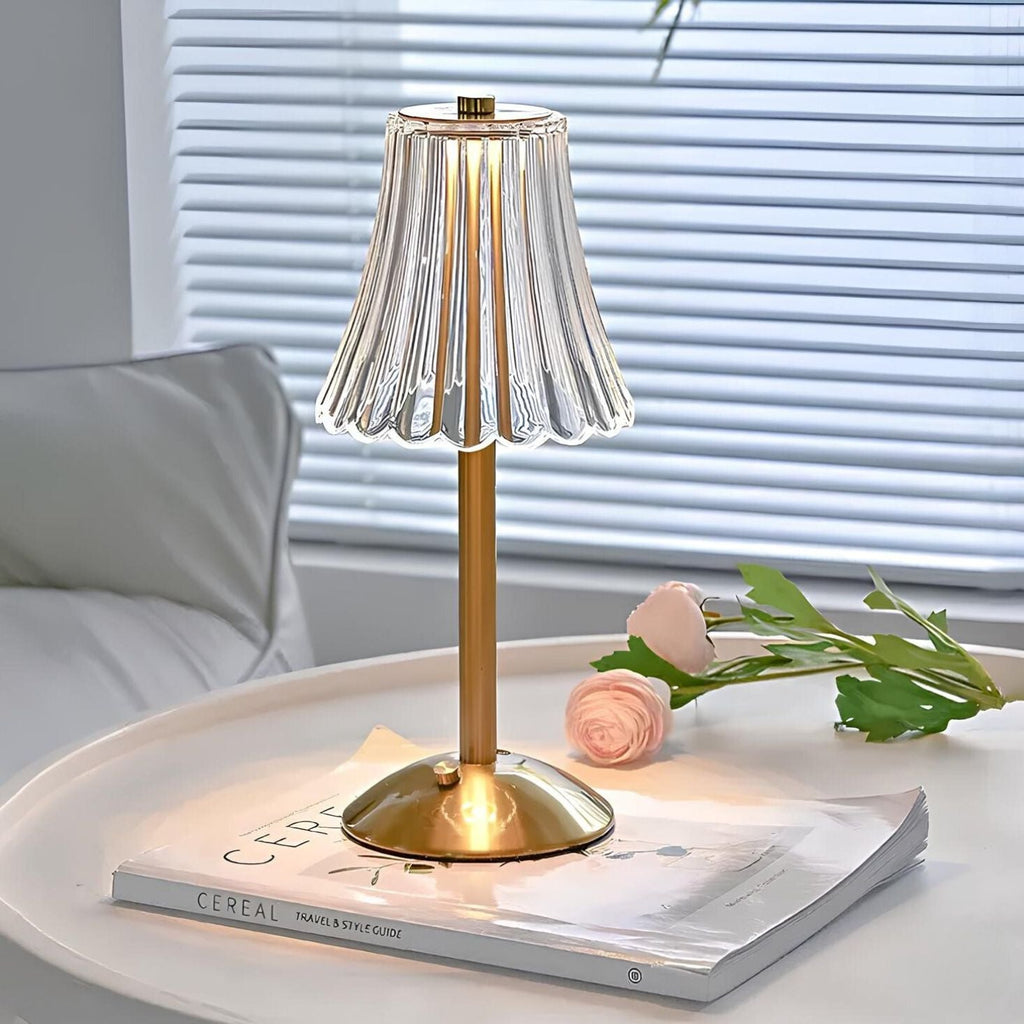 Gold LED Table Lamp — Modern Design, Battery-Powered