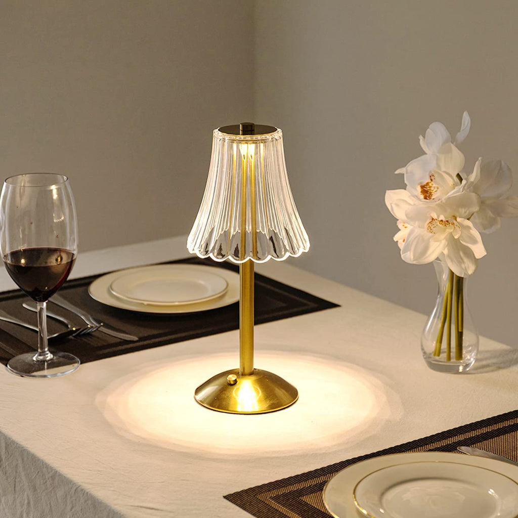 Gold LED Table Lamp — Modern Design, Battery-Powered