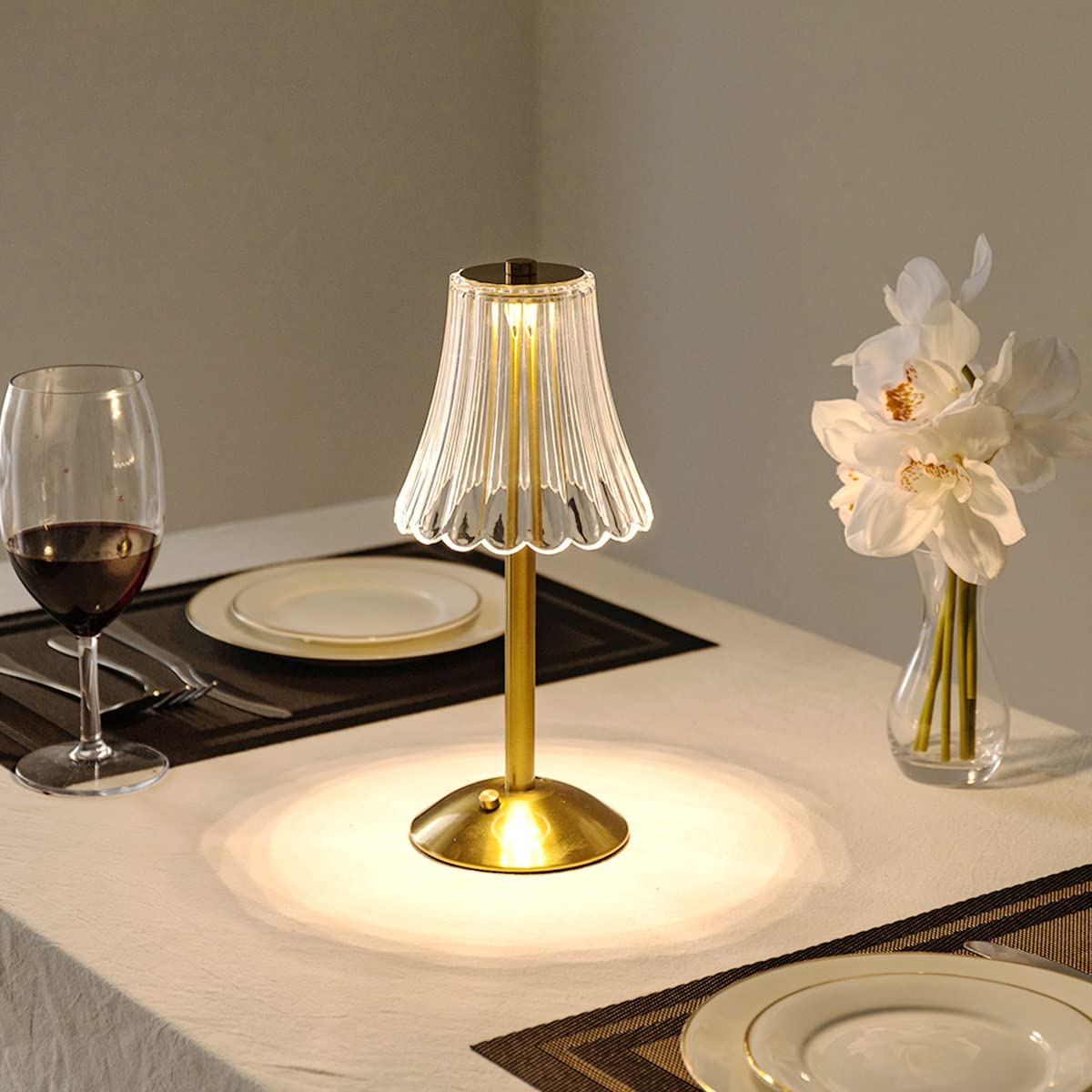 Gold LED Table Lamp — Modern Design, Battery-Powered