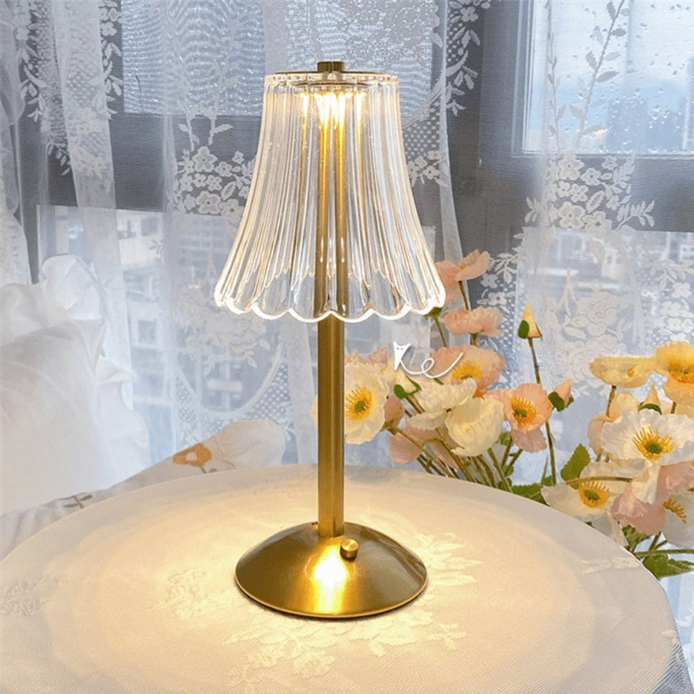 Gold LED Table Lamp — Modern Design, Battery-Powered