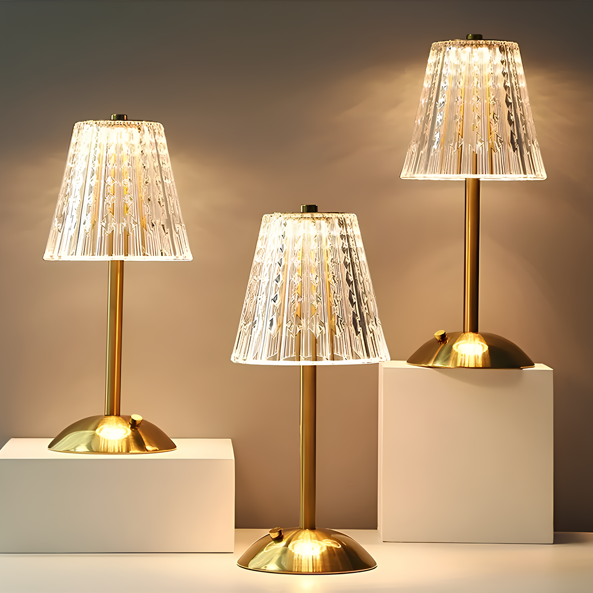 Gold LED Table Lamp — Modern Design, Battery-Powered