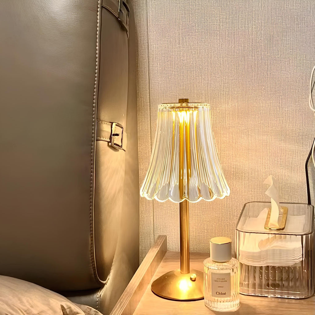 Gold LED Table Lamp — Modern Design, Battery-Powered