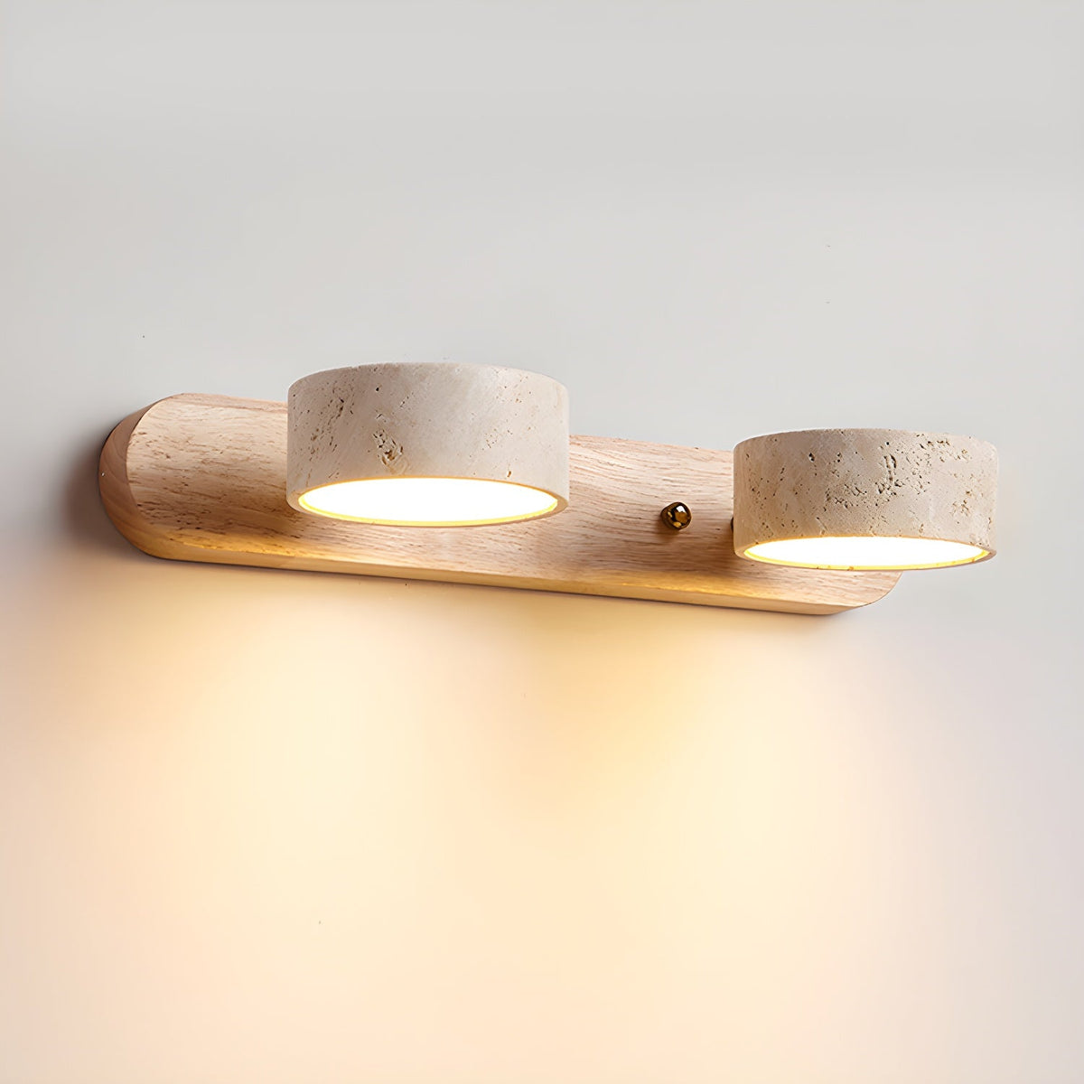 Kő- és fa fali lámpa – beépített LED, texturált, faragott felület