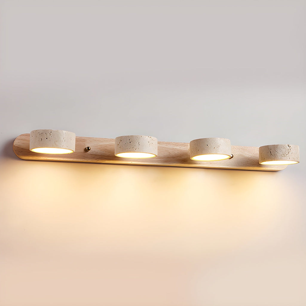 Kő- és fa fali lámpa – beépített LED, texturált, faragott felület