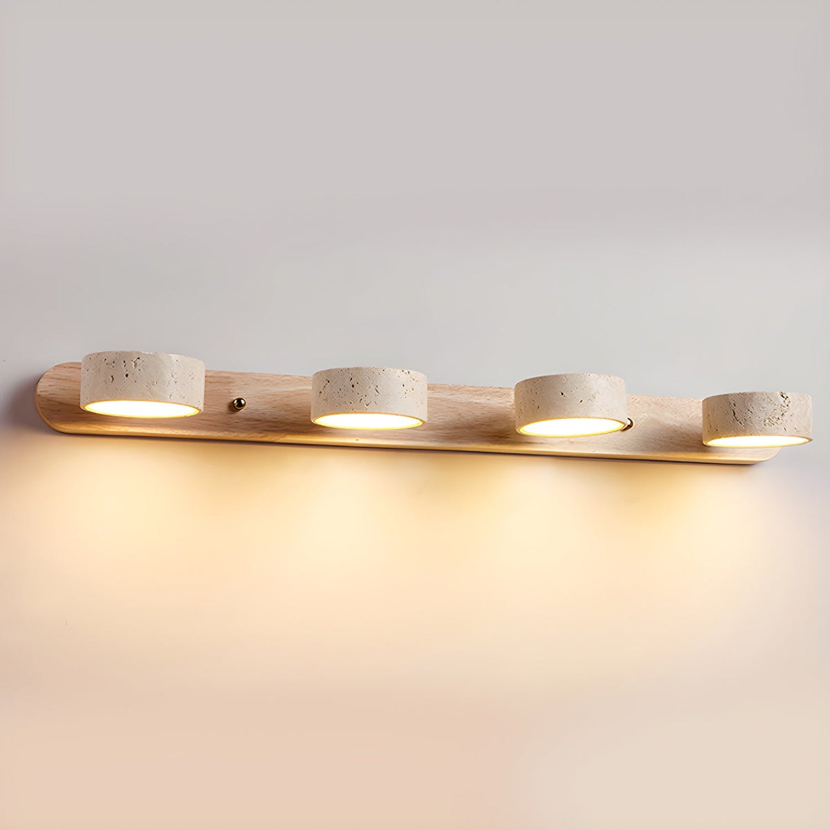 Kő- és fa fali lámpa – beépített LED, texturált, faragott felület