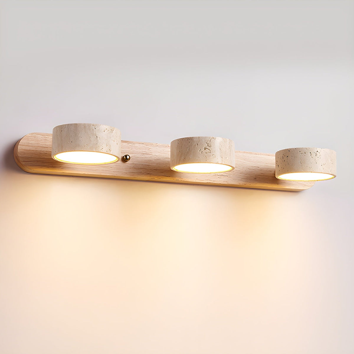 Kő- és fa fali lámpa – beépített LED, texturált, faragott felület