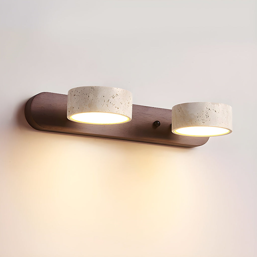 Kő- és fa fali lámpa – beépített LED, texturált, faragott felület