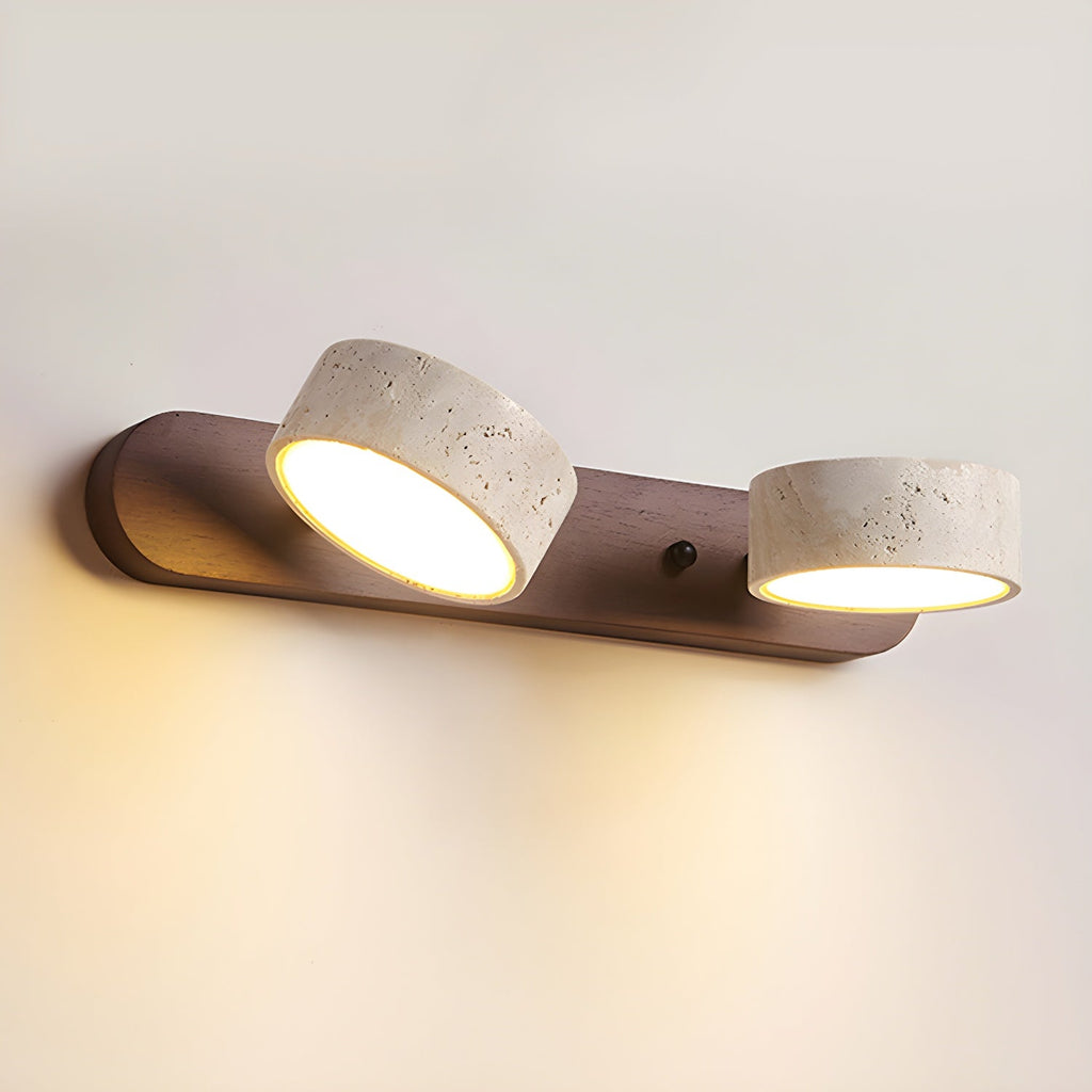 Kő- és fa fali lámpa – beépített LED, texturált, faragott felület