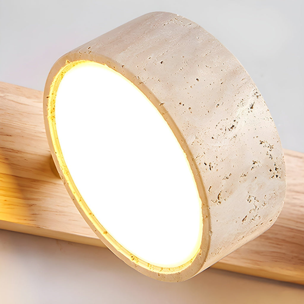 Kő- és fa fali lámpa – beépített LED, texturált, faragott felület