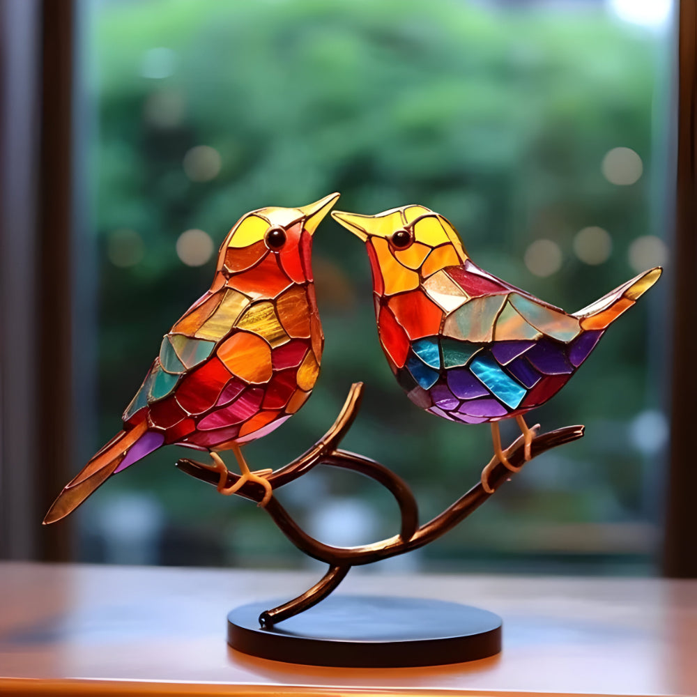 Colorful Acrylic Bird Sculpture — Decorative Art Figurine