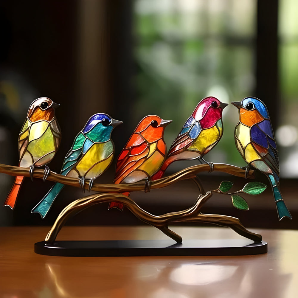 Colorful Acrylic Bird Sculpture — Decorative Art Figurine
