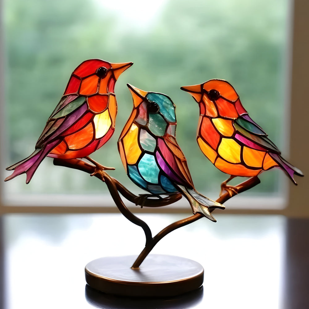 Colorful Acrylic Bird Sculpture — Decorative Art Figurine